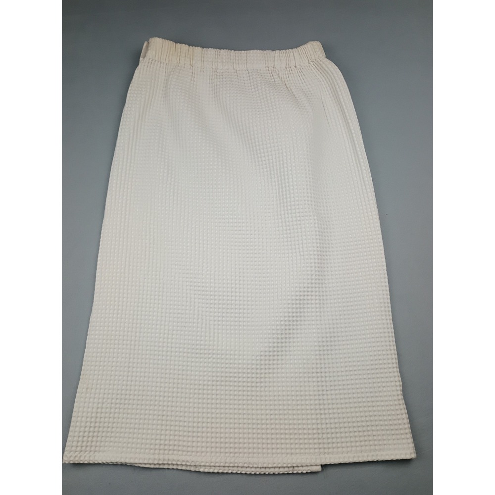 White Waffle Knit Spa Bath Towel Wrap Elastic Waist Women Shower Robe